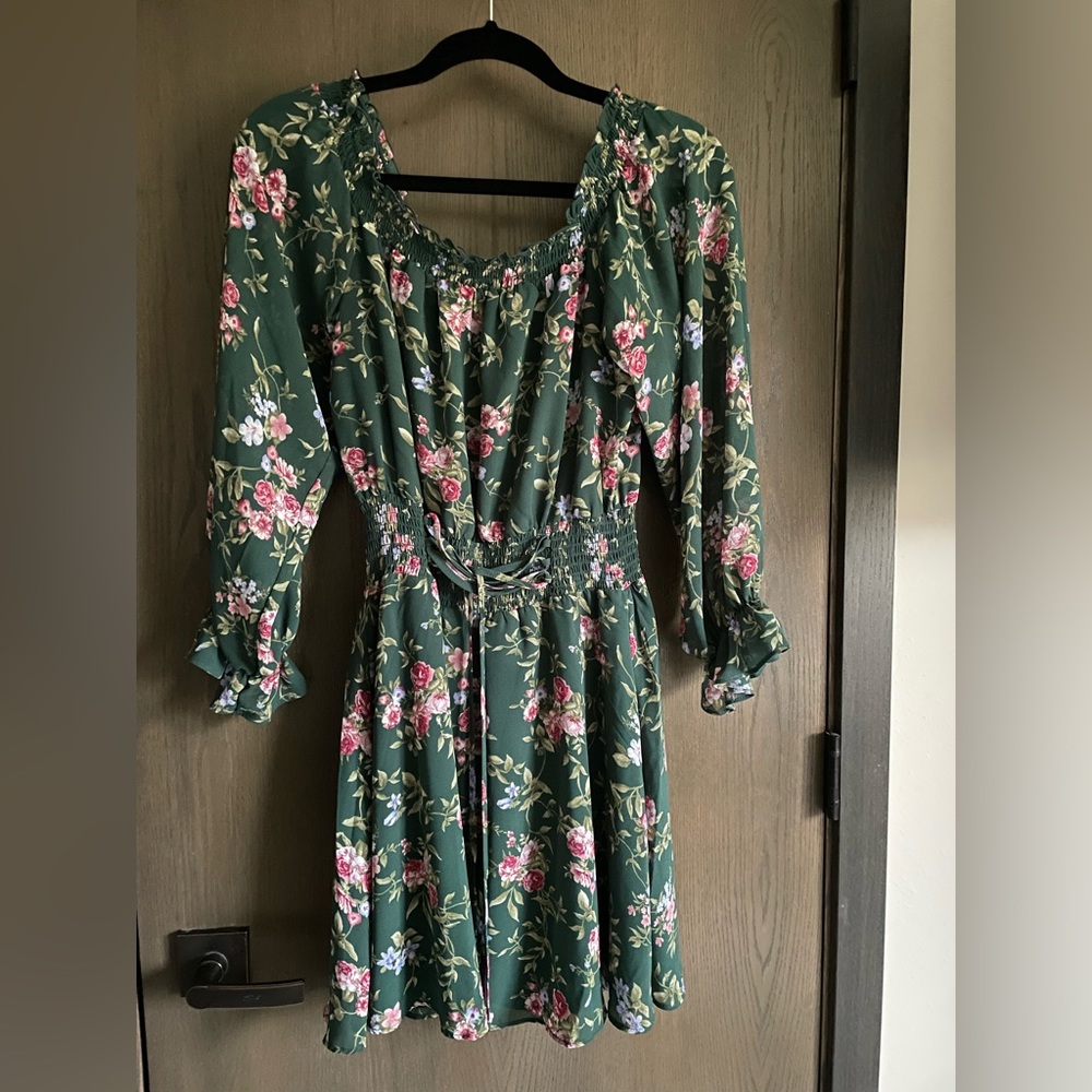 Green floral dress